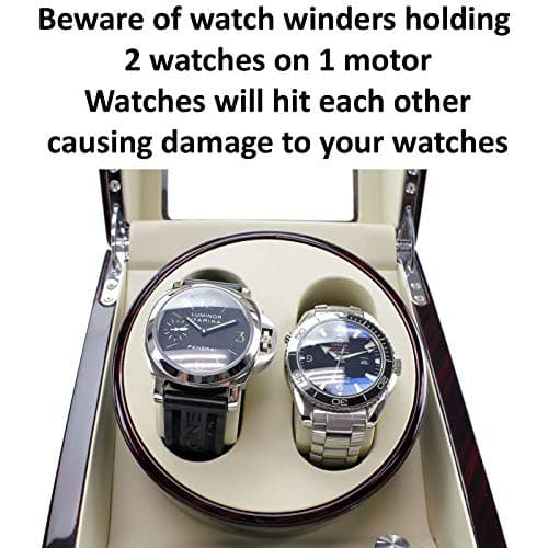 Heiden Double Watch Winder in Walnut - Automatic Watch Window for 2 Watches - Japanese Motor - Zero Magenetization - Use Batteries or Adapter Dual Watch Winder for Automatic Watches for Rolex