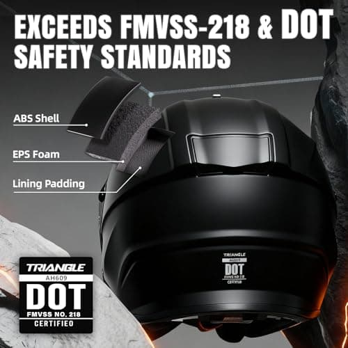 TRIANGLE Dual Sport Motorcycle Helmet Dirt Bike Helmets ATV Full Face Helmet for Adults Men with Internal Sunshield DOT Approved