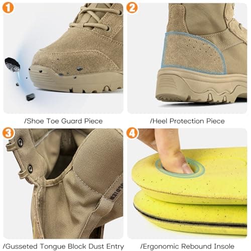 FREE SOLDIER Men's Tactical Hiking Boots Lightweight Comfortable Combat Work Boots 6 Inches