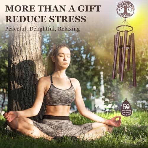Golden Anniversary Keepsake for Parents, Husband, Wife, Couples, Friends, Tree of Life Wind Chime 37 in Garden Decor SteadStyle 50th Anniversary Wind Chime, Happy 50th Wedding Jubilee Gifts B0FHH4GHX5