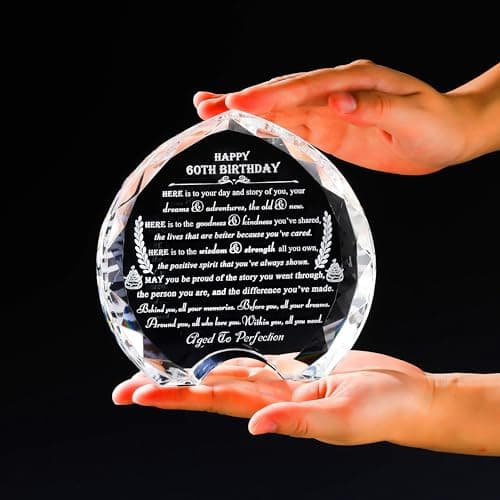 60th Birthday Gifts for Women Men - Crystal Heart Personalized 1964 60 Year Old Present for Her Him - Happy Birthday Gift Ideas for Mom Dad Unique