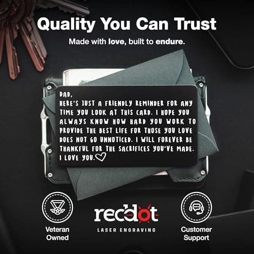 Wallet Card for Dad – Father's Day Gift from Son or Daughter for the Best Dad Ever - Voted Most Meaningful and Unique Gift for Fathers - Gift Ready, Engraved