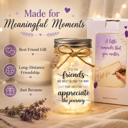 Birthday Gifts for Friend Women, Christmas Thanksgiving Gift for Her and Long Distance Friends Best Friend Gift for Women, Friendship Gifts for Women, Mason Jar Light B0H3JZHMVG