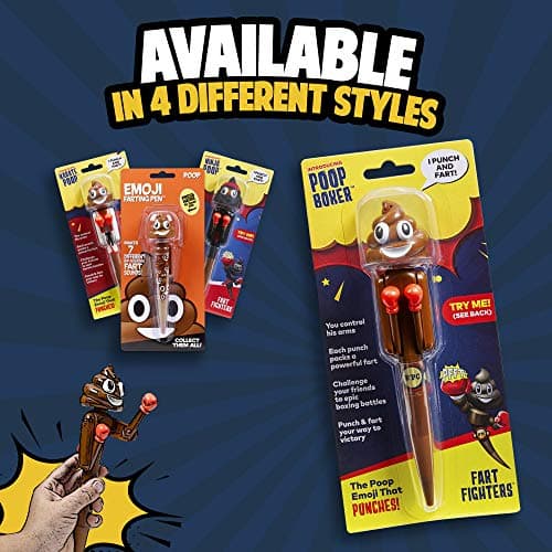 Farting Poop Pen with Punching Arms - Makes Funny Fart & Action Sound With Every Punch, Perfect Novelty Gift For Kids, Teens & Boys, Silly Gag Gift & Interactive Pen Toy With Big Laughs (Boxer)