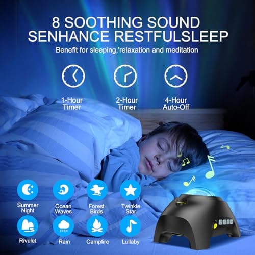 Northern Galaxy Light Aurora Projector with 33 Light Effects, Night Lights LED Star Projector for Bedroom Nebula Lamp, Remote Control, White Noises, Bluetooth Speaker for Parties Black B0B4518KC2