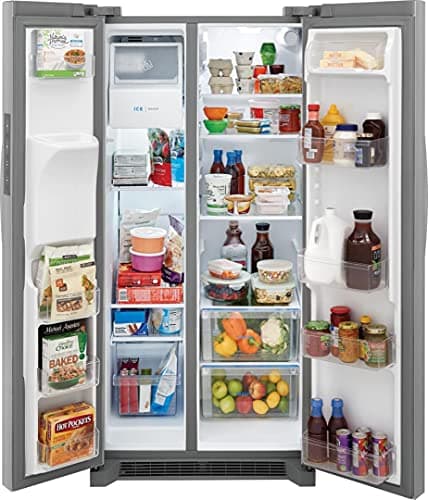 Frigidaire 33" Side-by-Side Refrigerator with 22.2 cu. ft. Total Capacity, Air Filter, LED Interior Lighting, Ice Maker in Stainless Steel