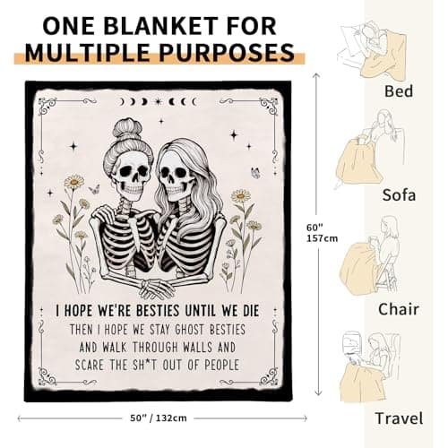 Halloween Gifts for Women, 20th 30th 40th 50th 60th Friend Birthday Gifts for Women, Friend Bestie BFF Best Friend Birthday Gifts for Women, Flannel Halloween Blanket, 50" x 60" B0GYMZ74SV