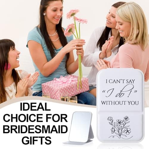 I Can't Say I Do Without You Quote, Proposal Gifts, Travel Small Makeup Mirror, Portable for Bridal Shower Wedding Party Novabright 6 Pcs Bridesmaid Gifts Bulk Bridesmaid Compact Mirror, White B0G6BL8C3R