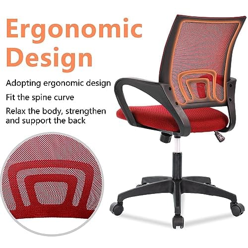 PayLessHere Home Office Chair Desk Computer Chair Adjustable Ergonomic Chair Lumbar Support Armrest Executive with High Density Mesh 360 Degree Swivel Chair for Adults Chair (Pack of 1, Red)