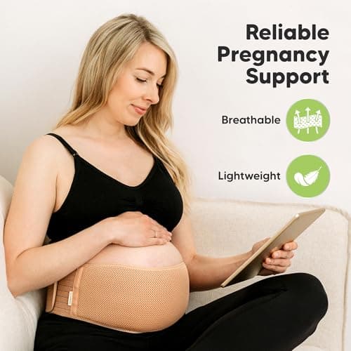 Soft, Breathable, Maternity Belly Support Band, Easy Adjustable Maternity Belt for Back, Pelvic Support, Comfortable KeaBabies Pregnancy Belly Bands for Pregnant Women,1pk (Classic Ivory, M/L) B07Z4W4KZB
