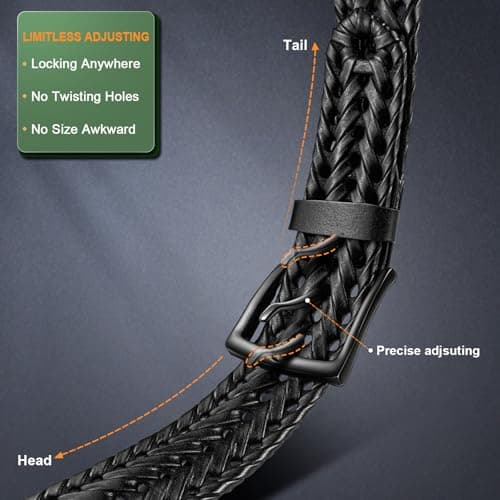 KEMISANT Men Belt, Braided Belt Comfortable For Men Casual Jean Golf 1 3/8"