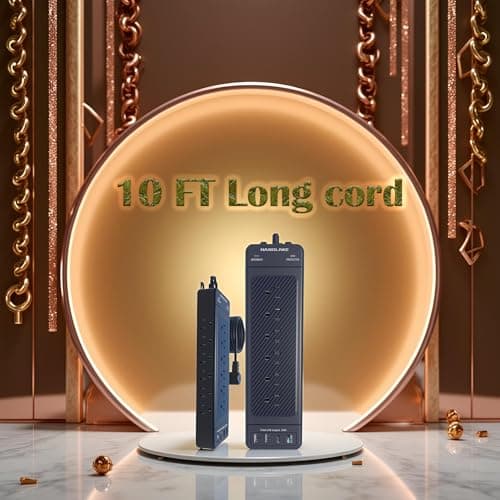 Surge Protector Power Strip/Heavy Duty 10ft Extension Cord with Multiple outlets/High Joules Protection (4800J)/18AC/1875W/15A/Usb A+C(PD20W),Flat Plug,Commercial,Industrial,Office,Home,Black