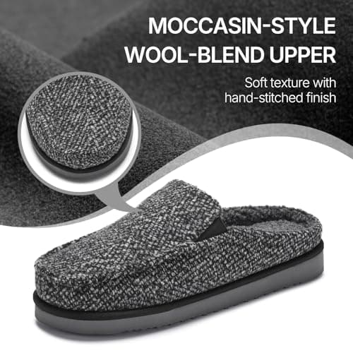ATHMILE Mens Moccasins House Slippers Slip-on House Shoes with Warm Furry Faux Fur Cotton-Blend High-Density Memory Foam Non-Slip Sole for Indoor Outdoor