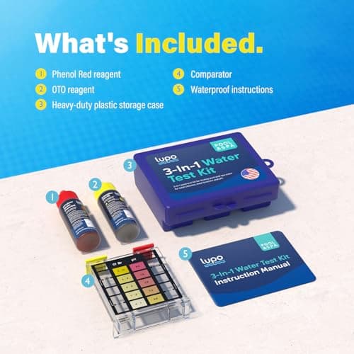 Lupo 3-in-1 Pool Test Kit | Pool Testing Kit for Residential Swimming Pools & Spas for Testing Total Chlorine, Total Bromine & pH | Pool Chemical Test for Quick & Accurate at-Home Pool Water Testing