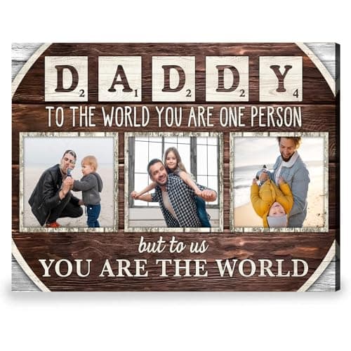 Personalized Father's Day Canvas Custom Photo Wall Art Gifts for Dad, Daddy To The World You Are One Person Poster, Father's Day Gift from Daughter or Son, Custom Dad Photo Art, Christmas Gifts #1