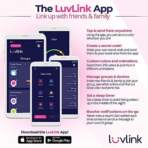 Friendship Lamps by LuvLink – No Subscription WiFi Touch Lamp for Long Distance Relationships, Couples, Friends & Family - Gift Ready (Set of Two)