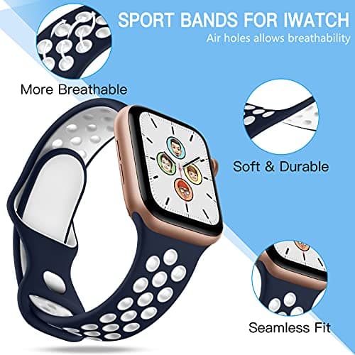 Adorve 4 Pack Sport Bands Compatible with Apple Watch Bands for Men Women 49mm 46mm 45mm 44mm 42mm 41mm 40mm 38mm,Breathable Soft Silicone Strap for iWatch Band Series 11 10 SE Ultra 9 8 7 6 5 4 3 2 1