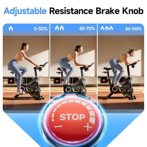 Exercise Bike, Adjustable Magnetic Resistance Stationary Bikes for Home Cardio with Exclusive App, Indoor Bike with 330lbs Weight Capacity Comfortable Seat, Tablet Mount and Fitness Courses