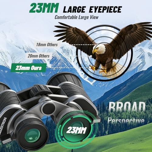 10x50 Binoculars with Dual Independent Eyepiece Adjustment, with BAK4 Prism FMC Lens Low Light Vision & Large View - Professional Binocular for Bird Watching Hunting Stargazing Sports Travel