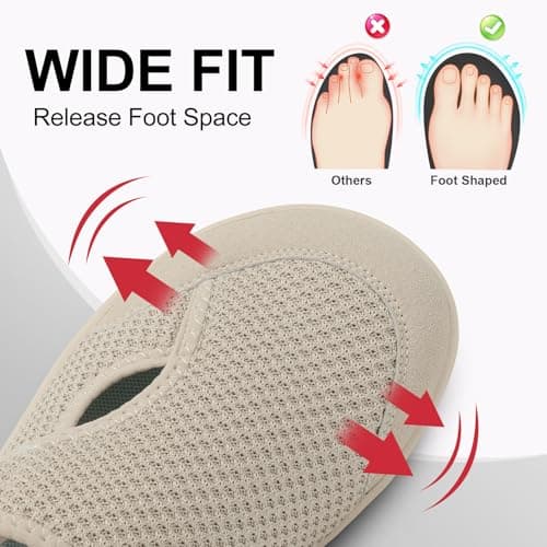 LeIsfIt Womens Wide Diabetic Shoes Adjustable Barefoot Walking Shoes Breathable Zero Drop Sneakers for Wide Width Arthritis Edema Feet