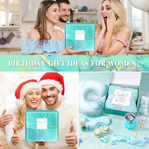 LUCOTIYA Birthday Gifts for Women Self Care Gifts Get Well Soon Gifts,Ocean Relaxing Spa Gift Basket Care Package with Blanket, Idea Thinking of You Gifts for Mom Her Best Friends Sister Wife