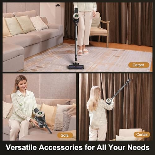 BUTY BULU Cordless Stick Vacuum Cleaner, 30KPa Handheld 2200mAh Rechargeable Battery Lightweight Small Vac Electirc Broom, 40Mins Runtime for Home Hard Floor Carpet Pet Hair Cleaning, LED Screen
