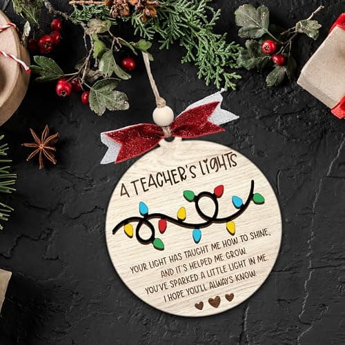 Heartfelt teacher Christmas ornament. A thoughtful thank you gift for teachers that shines with appreciation. Ready to hang. Teacher Christmas Ornaments – Best Merry for Teachers (B48) B0D9GZF921