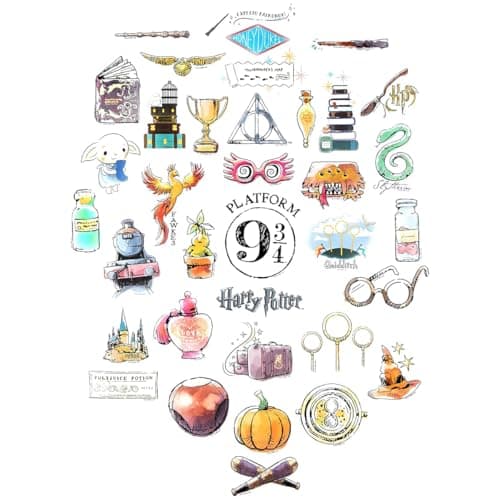 Set of Unique Sticker Decals, 5 Holograms, Waterproof, UV & Scratch Resistant, Great for Gadgets, Officially Licensed 60-Pack Conquest Harry Potter Watercolor Vinyl Stickers B08GNBGSD2