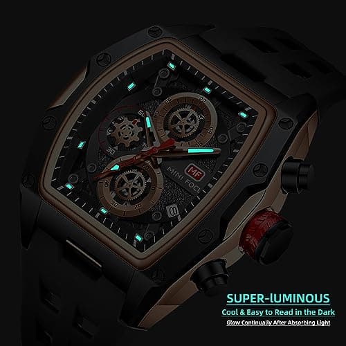 MF MINI FOCUS Men Watches Unique Casual Wrist Watches (Chronograph/Waterproof/Luminous/Calendar) Silicon Band Fashion Watches for Men