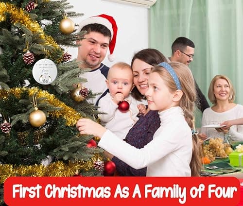 New Baby 2025 Christmas Ornament Gift-Christmas Tree Decor-First Christmas As a Family of Four-New Parents Gift-New Mom New Dad-Baby Present Shower Newborn-Second Child Present