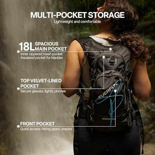 Everfun Hydration Backpack 18L with Water Bladder 2L/3L Hiking Water Backpack Women Men Hydration Pack Insulated Lightweight Day Hydropack with Storage for Hiking, Biking, Running, Festival