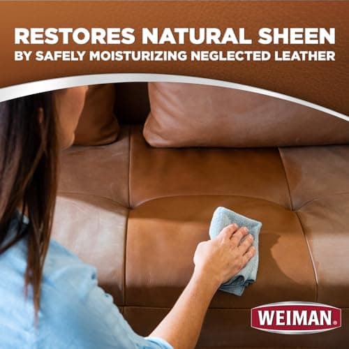 Weiman Leather Cleaner and Conditioner for Furniture - Cleans Conditions and Restores Leather Surfaces - UV Protectants Help Prevent Cracking or Fading of Leather Car Seats, Shoes, Purses