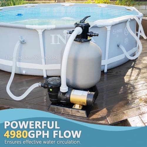 XtremepowerUS 1.5HP Variable 2-Speed Above Ground Swimming Pool Pump High Flow Swimming Pump Strainer with 1.5" Inch Slip On Fitting Adapter For Aboveground Pool