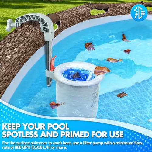 DeeprClean Above Ground Pool Surface Skimmer, Automatic Pool Skimmer for Top of Water, Wall Mount Surface Skimmer with Removable Skimmer Basket, Floating Pool Filter Pool Cleaning Maintenance Kit