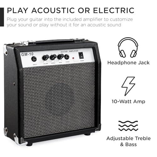 Best Choice Products Beginner Acoustic Electric Guitar Starter Set w/ 41in, All Wood Cutaway Design, Gig Bag, Strap, Picks - Natural Mahogany