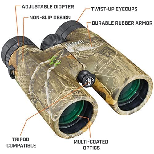 Bushnell Powerview 10x42 BoneCollector Binoculars -All-Purpose Adult Binoculars for Hunting, Birdwatching, Travel, Fishing & More, Realtree Edge Camo