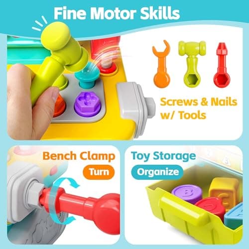 Infant Shape Sorter Activity, Kid Pounding Game, Toddler Learning Toy, 1st Birthday Gift 12 18 24 Month Girl Age One 1 2 3 Yr iPlay, iLearn Toddler Musical Workbench Toy, 1 Year Boy Gift, Baby Tool Set B0CWNGN5V2