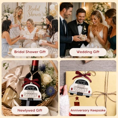 Bridal Shower Gifts for Married Newlywed, Couple - Future Mr and Mrs Gifts - Wood Just Married Ornament 2026 Wedding Gifts - Mr and Mrs Gifts - Wedding Gift for Couples 2026, Bride B0FVM3BS22