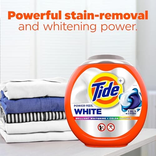 Tide Power PODS White Laundry Detergent Pacs, 45 Count, Brilliant Whitening + Color Protect