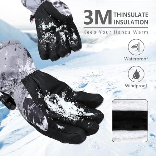 Odtmger Ski Gloves, Warmest Waterproof and Breathable Snow Gloves for Cold Weather, Fits Both Men & Women,for Parent Child Kids Outdoor