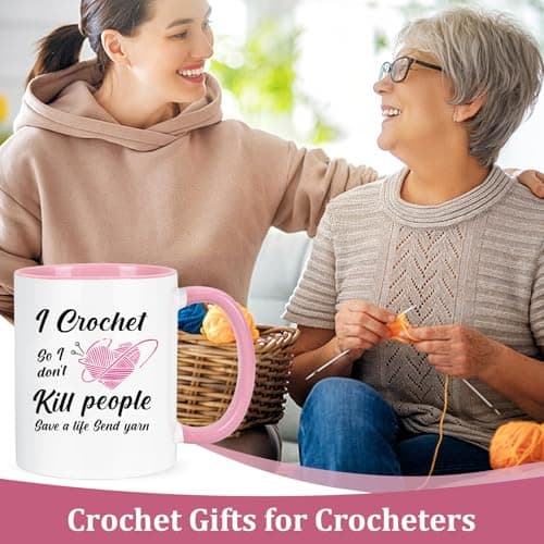 Cabtnca Crochet Gifts for Crocheters, I Crochet So I Don't Kill People Funny Mug - 11Oz, Christmas Birthday Knitting Gift for Knitters Crocheters Office & Home Use
