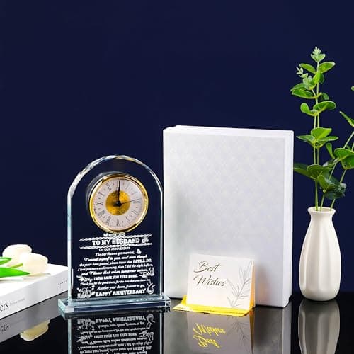 Movdyka Wedding for Husband - Crystal Clock Gifts Personalized Gifts for My Husband Who Has Everything - Gifts Ideas for Husband On Our Anniversary