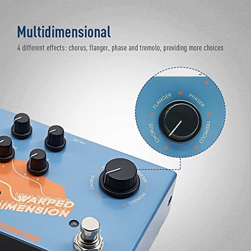 SONICAKE Modulation Guitar Effects Pedal 4 Mode of Chorus, Flanger, Phaser & Tremolo Digital Warped Dimension
