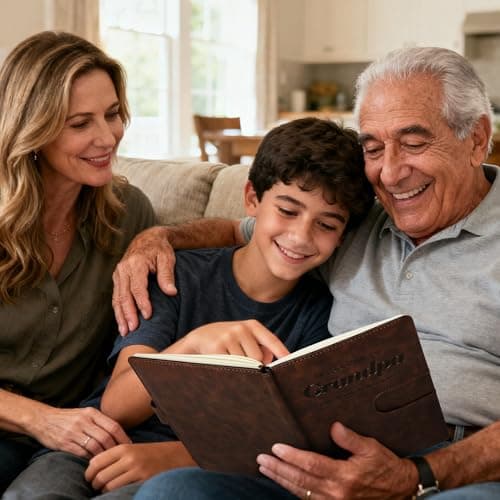 Grandpa I Want to Know Your Life Story Leather Journal (Hardcover): A Grandpa's Memory and Keepsake Guided Legacy Journal - Birthday Gifts for Grandpa - Ideal Gifts for Fathers Day from Granddaughter Grandson B0FQP2NQT7