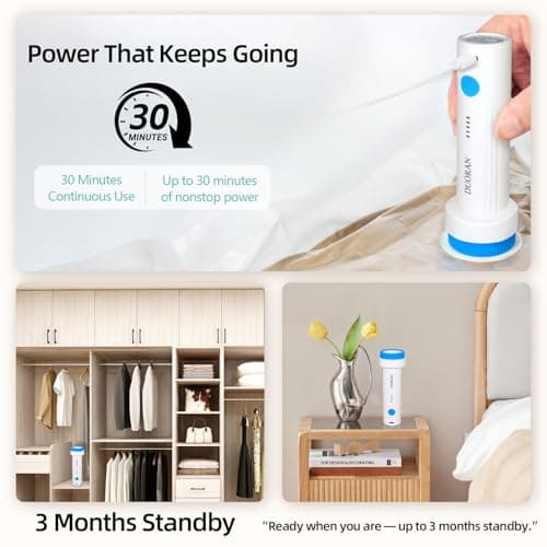 Cordless Electric Vacuum Pump for Vacuum Storage Bags Travel Air Pump, Portable USB Rechargeable Seal & Compression Bag Pump for Clothes, Blankets & Bedding (Storage Bags Not Included)