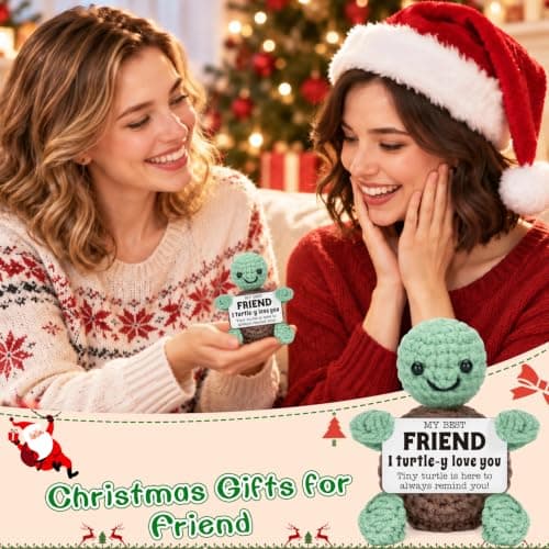 Mini Funny Turtle Best Friend Friendship Gifts for Women Men, Birthday Gifts for Friends Female Male Girls, I Love You Small Cute Stuff Things, Handmade Emotional Positive Crochet Turtle