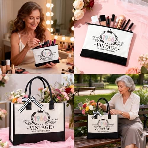 60th Birthday Gifts for Women, Vintage 1966 Birthdays Gift For Her, Cool 60 Year Old Birthday Gifts Set For Mom Wife Sister Friends Coworkers, Unique Gift Ideas With Tumbler Greeting Card Tote Bag B0H1LC1S74
