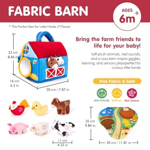 6PCS Farm Toys Montessori Toys for 6 Month Old Baby Gifts Toddlers Christmas Stocking Stuffers 1 Year Old Boy Girl Gifts hahaland Baby Toys 6-12 Months, Surprise Barn Farm Animals with Sounds Word B0F2HRNW75