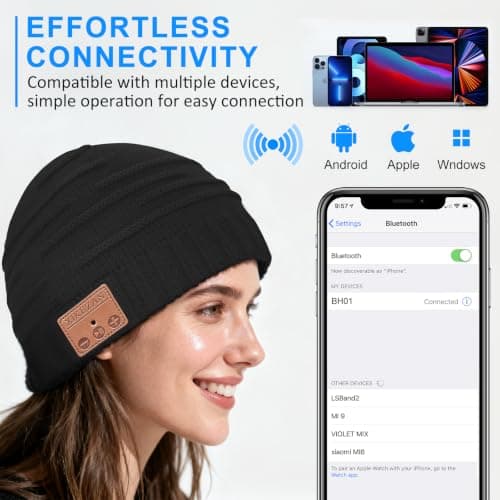 Bluetooth Beanie Hat,Unique Christmas Tech Gifts for Boyfriend Husband Him Men Women Teen Boys Girls Teenage Coworker Stocking Stuffers Secret Santa Best Friend Birthday Gifts B07FVK8KWW