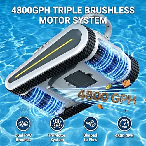 Cordless Robotic Pool Cleaner - Automatic Pool Vacuum Robot for Inground&Above Ground Pools, Wall&Waterline Climbing, Smart Navigation, 180mins Runtime, APP Control, Dual Filtration, Powerful Suction
